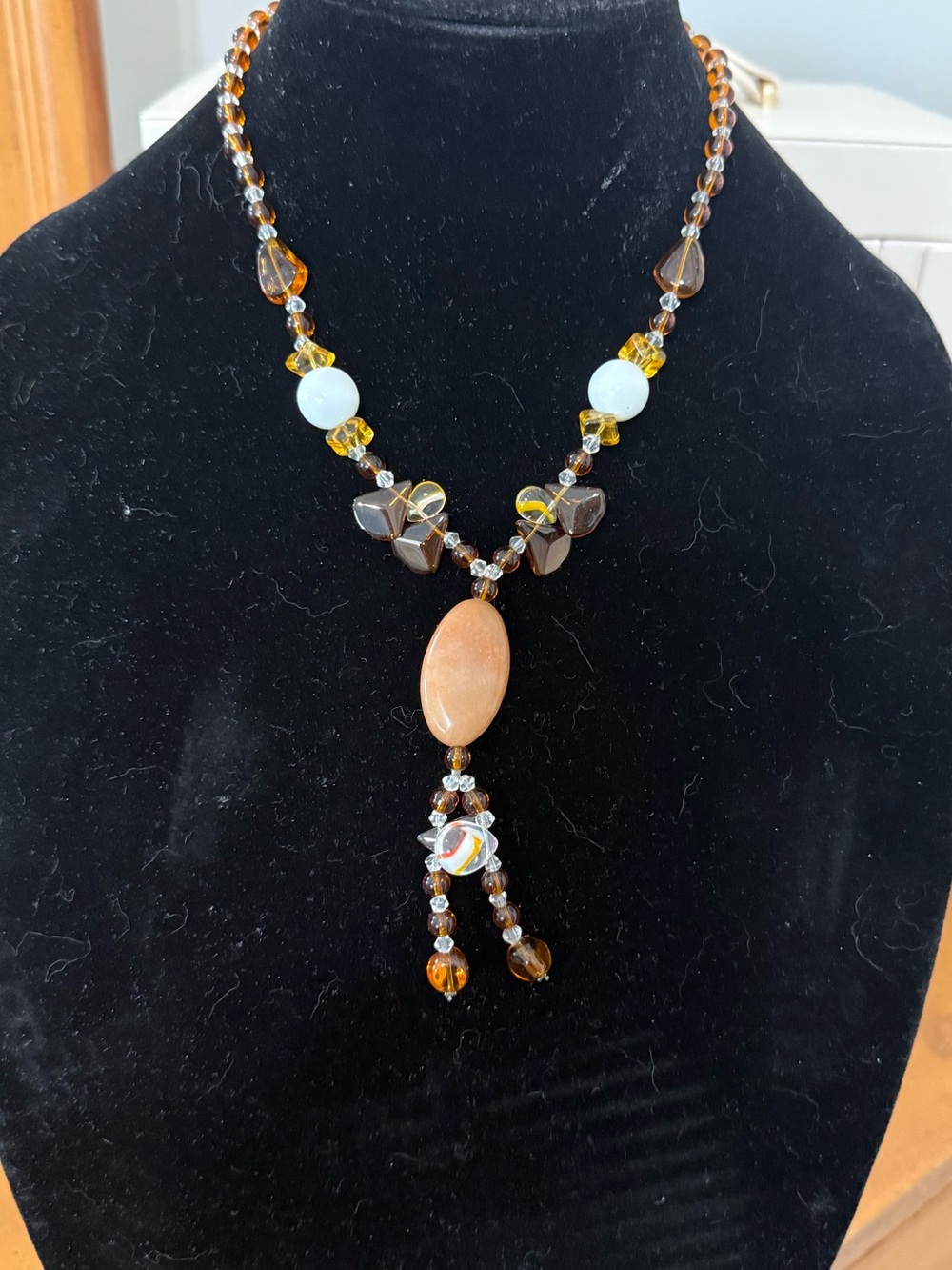Brown and Amber Beaded  Necklace